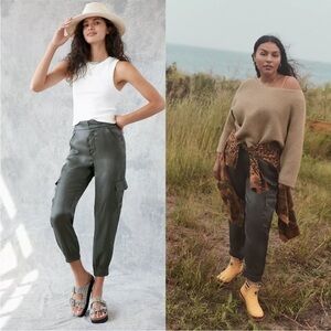 BOGO! Anthropologie Shimmer Cargo Joggers Gray Metallic Size Medium